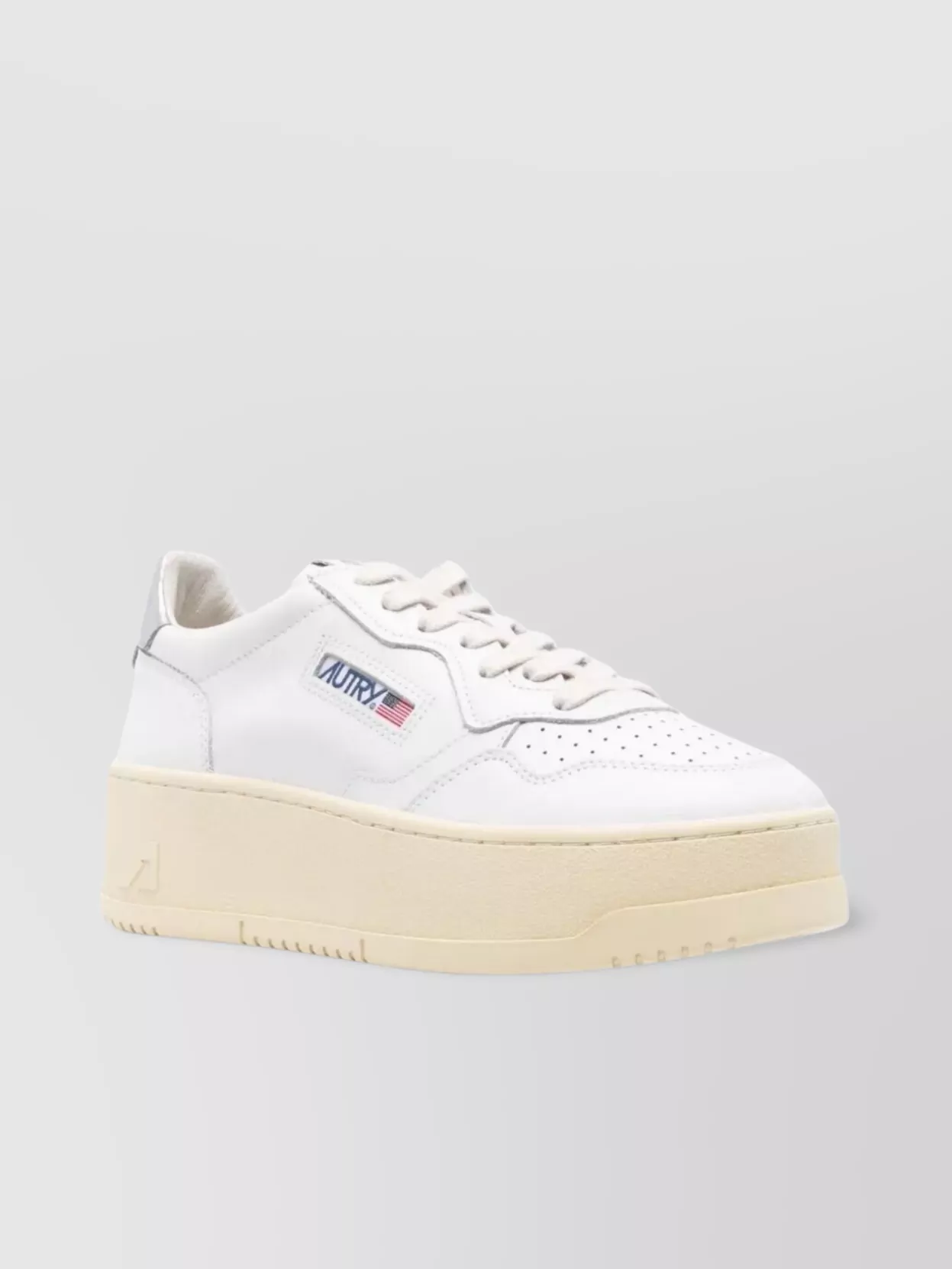 Autry Low Leather Platform Sneakers With Perforated Detailing