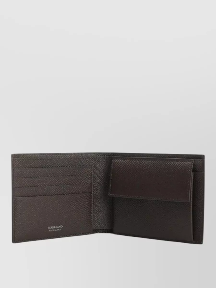 Ferragamo Micro Grancio Grain Leather Bifold Wallet