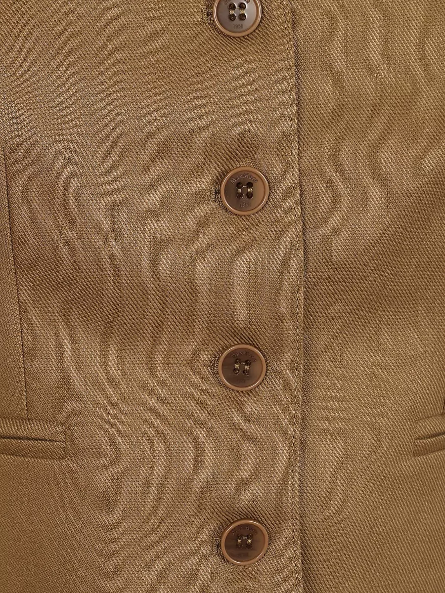 Max Mara Linen Cable-Knit V-Neck Vest