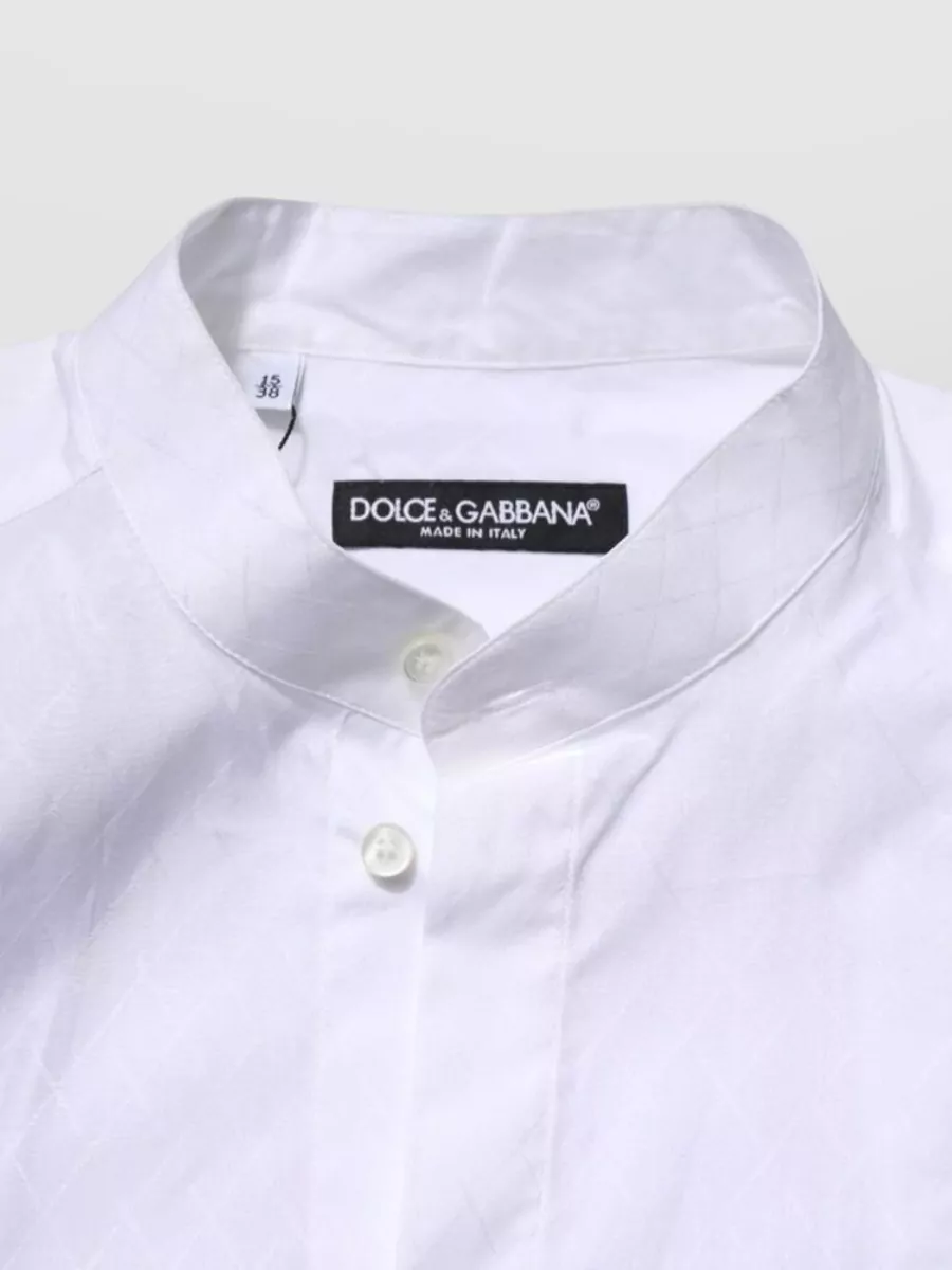 Dolce&Gabbana Cotton Slim-Fit Long-Sleeve Mandarin-Collar Shirt