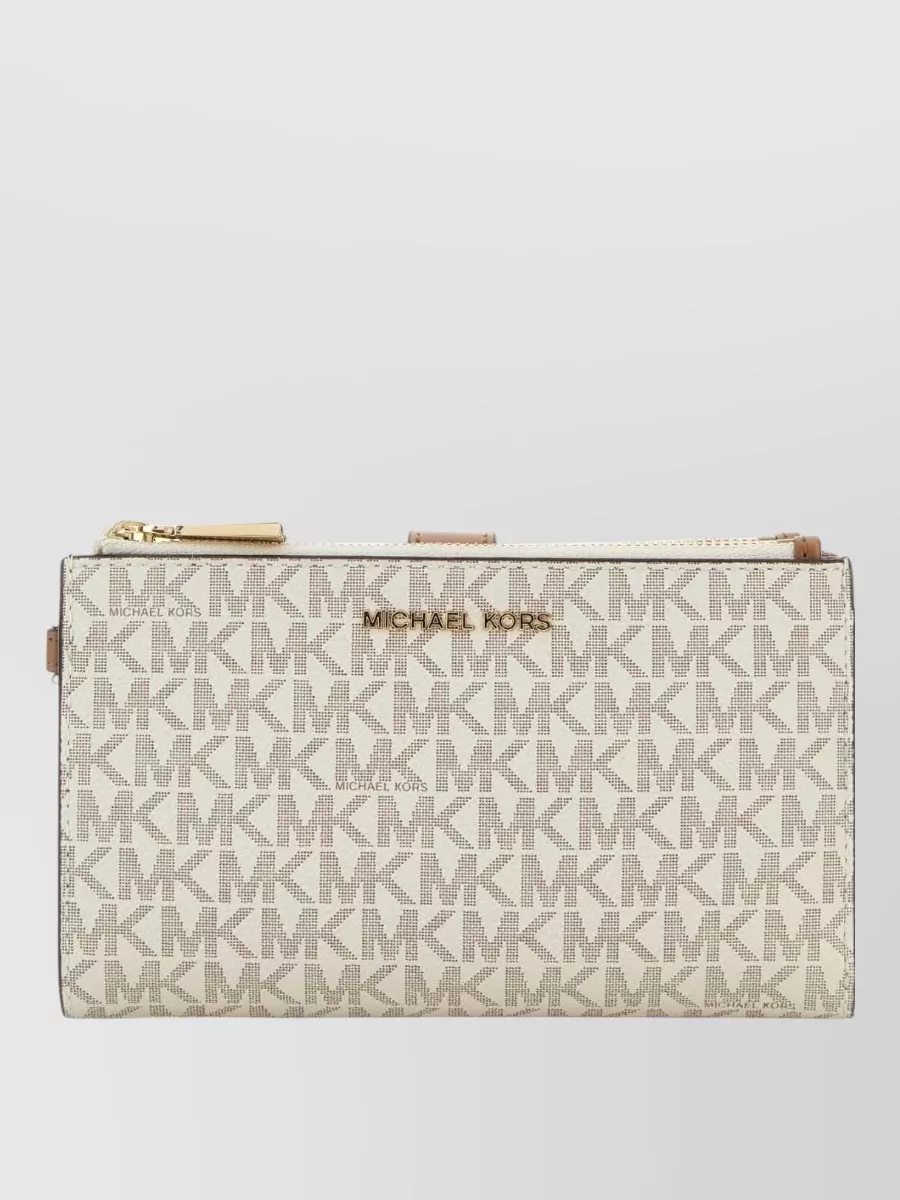 Michael Kors Canvas Wallet Featuring Gold-tone Hardware In White