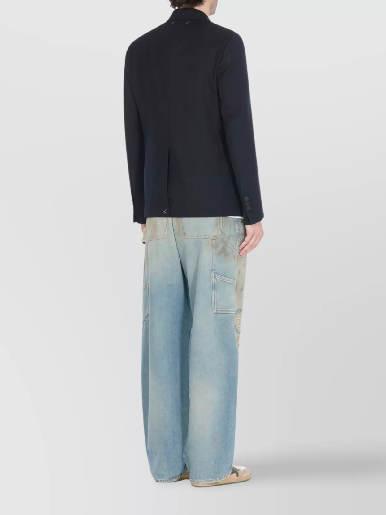 Golden Goose Wool Blend Peak Lapel Blazer With Stars
