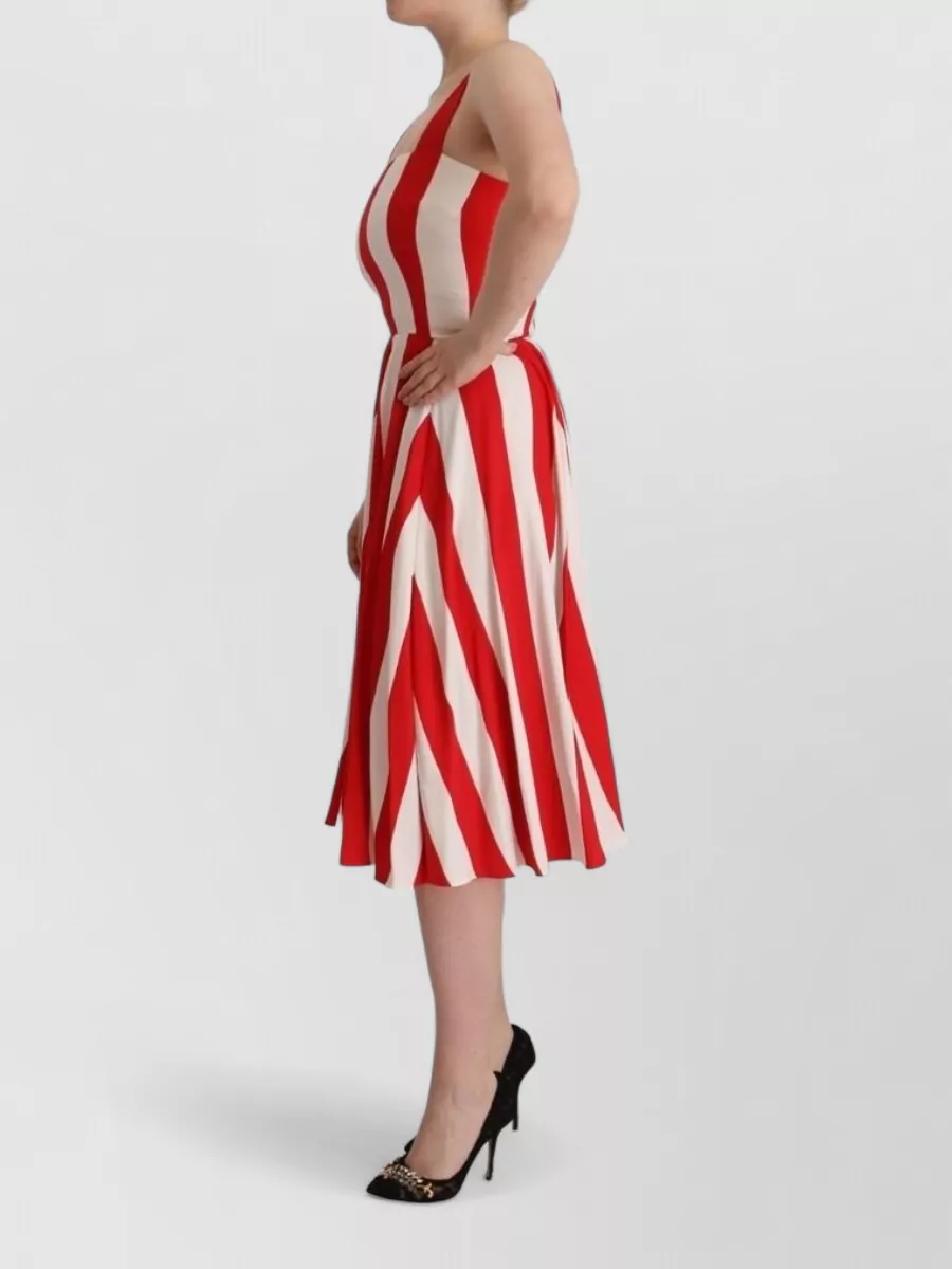 Dolce&Gabbana Striped Sleeveless Square Neck Midi Dress