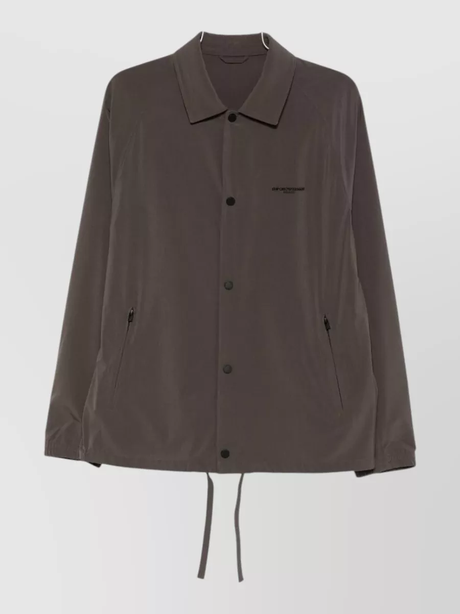 Emporio Armani Logo Embroidered Single Breasted Overshirt