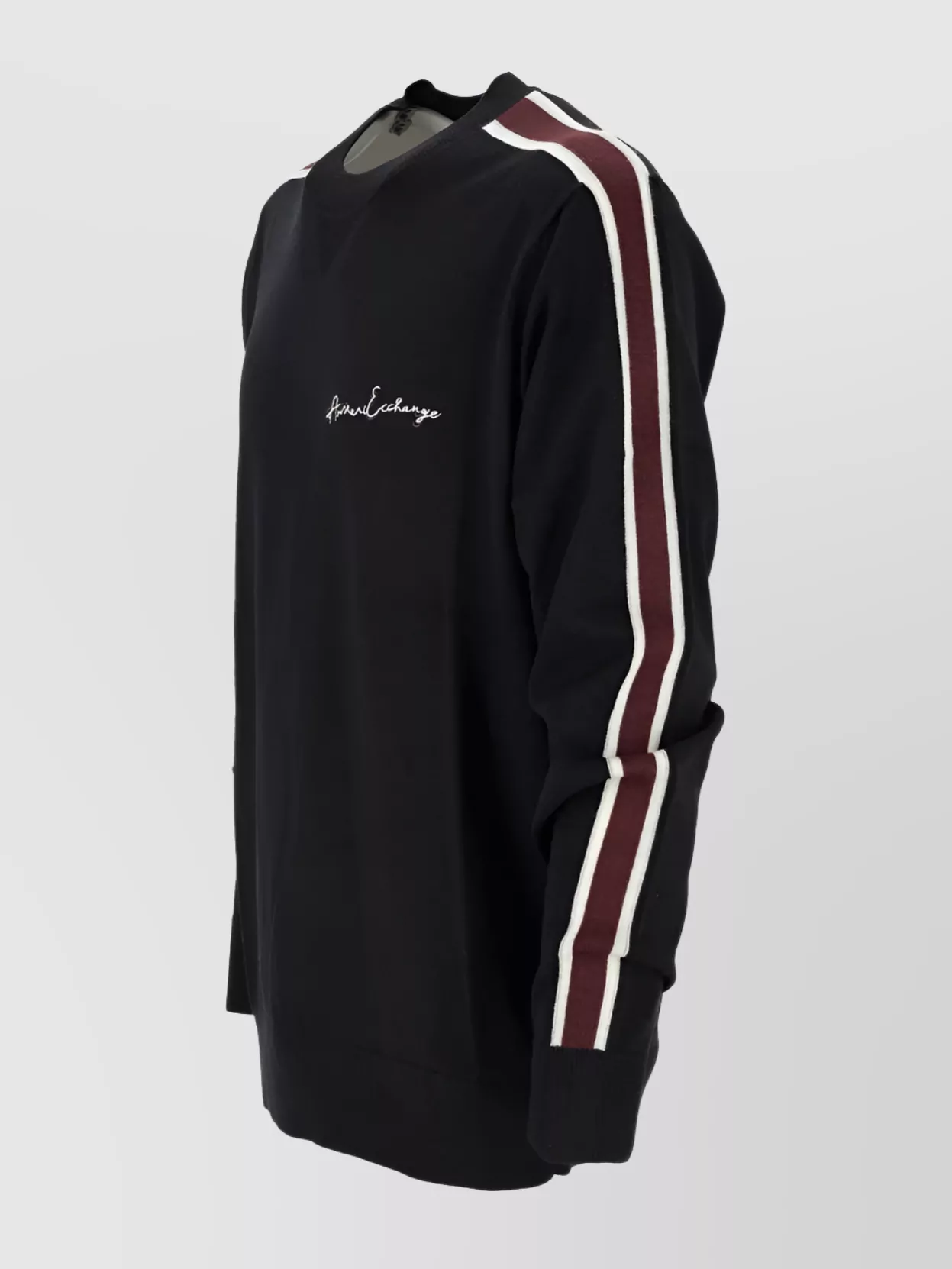 Armani Exchange Crew Neck Striped Sleeves Ribbed Cuffs