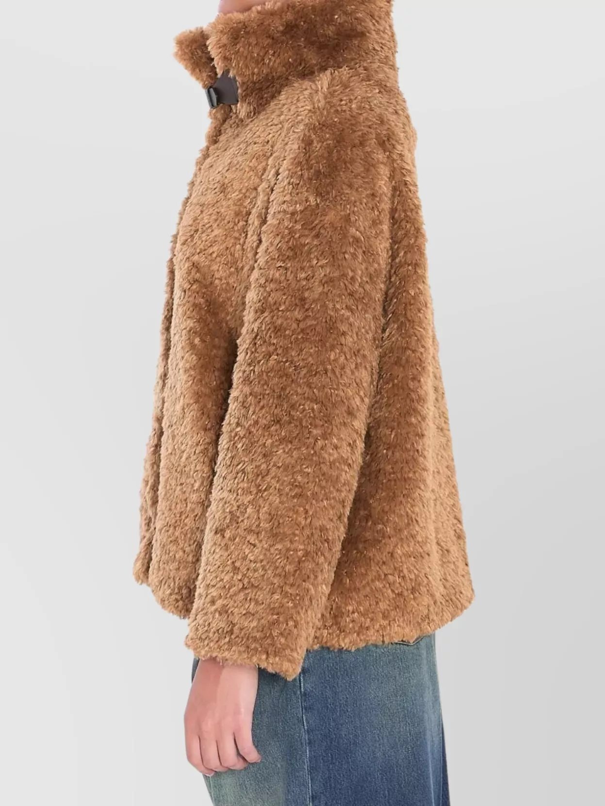 Herno High Collar Faux Fur Buckle Coat
