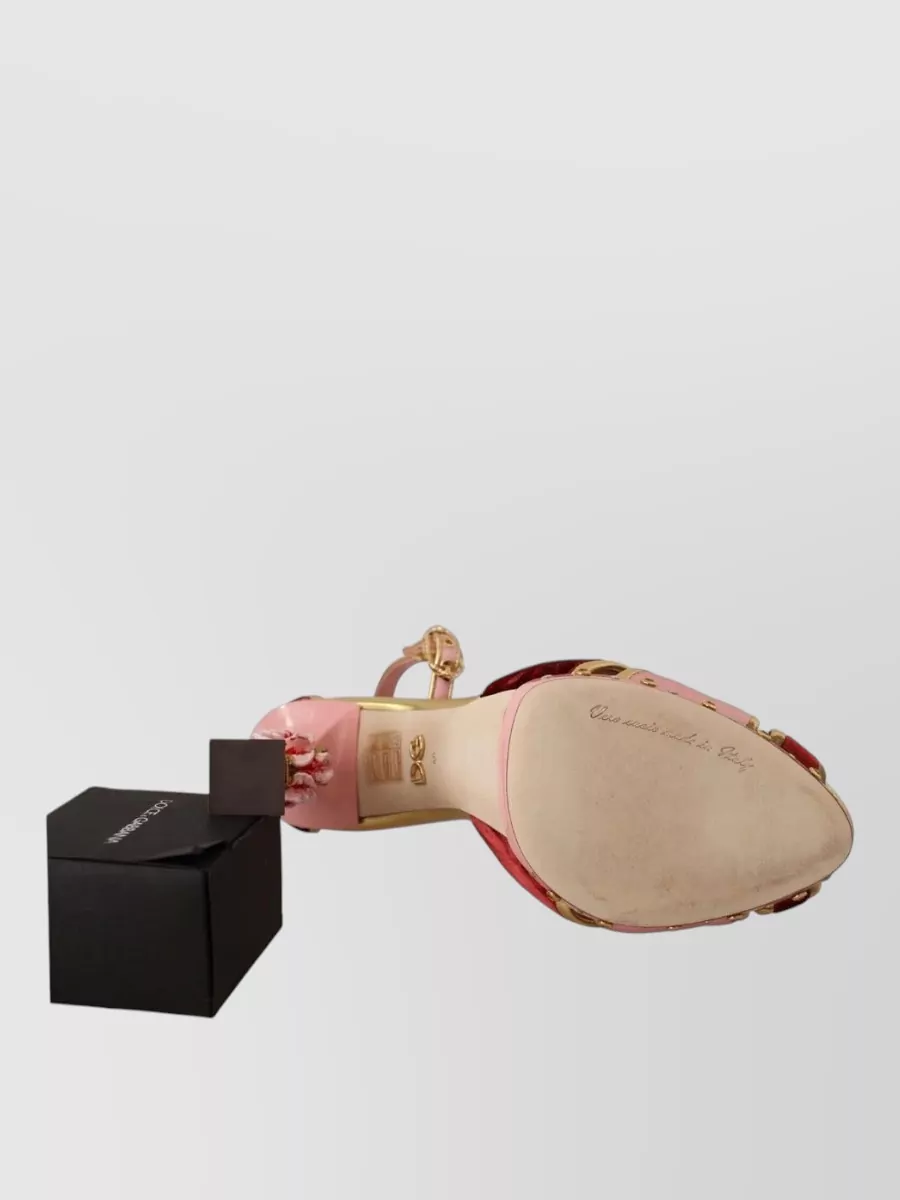 Dolce&Gabbana Velvet Leather Ankle-Strap High-Heel Sandals
