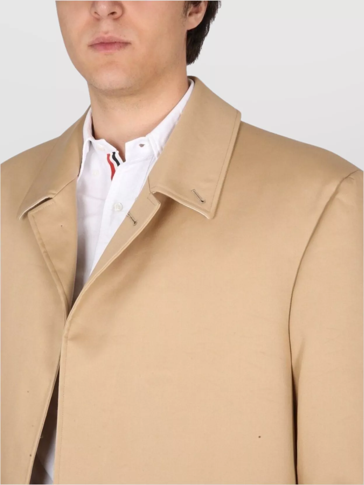Thom Browne Cotton Coat With Notched Lapels And Back Vent