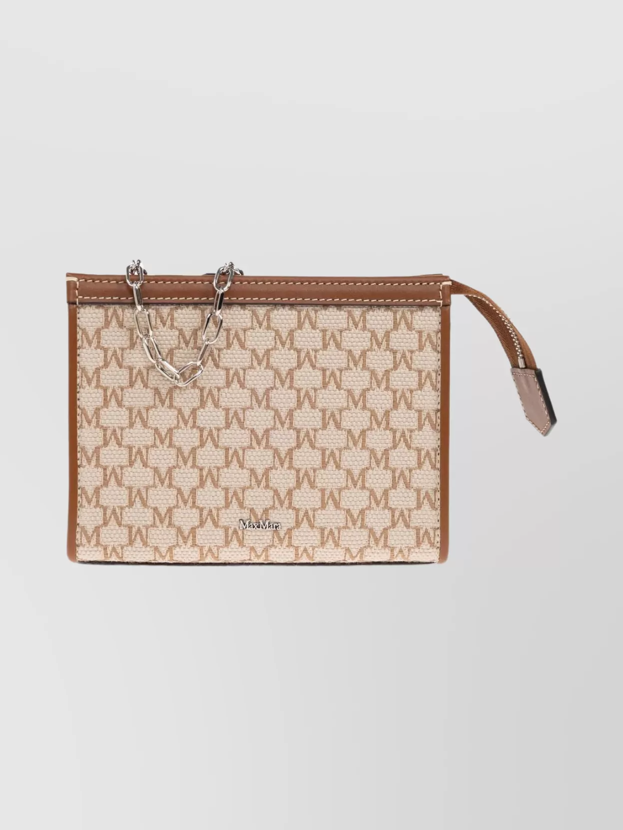 Max Mara Chain Strap Clutch Bag With Contrast Trim In Neutral