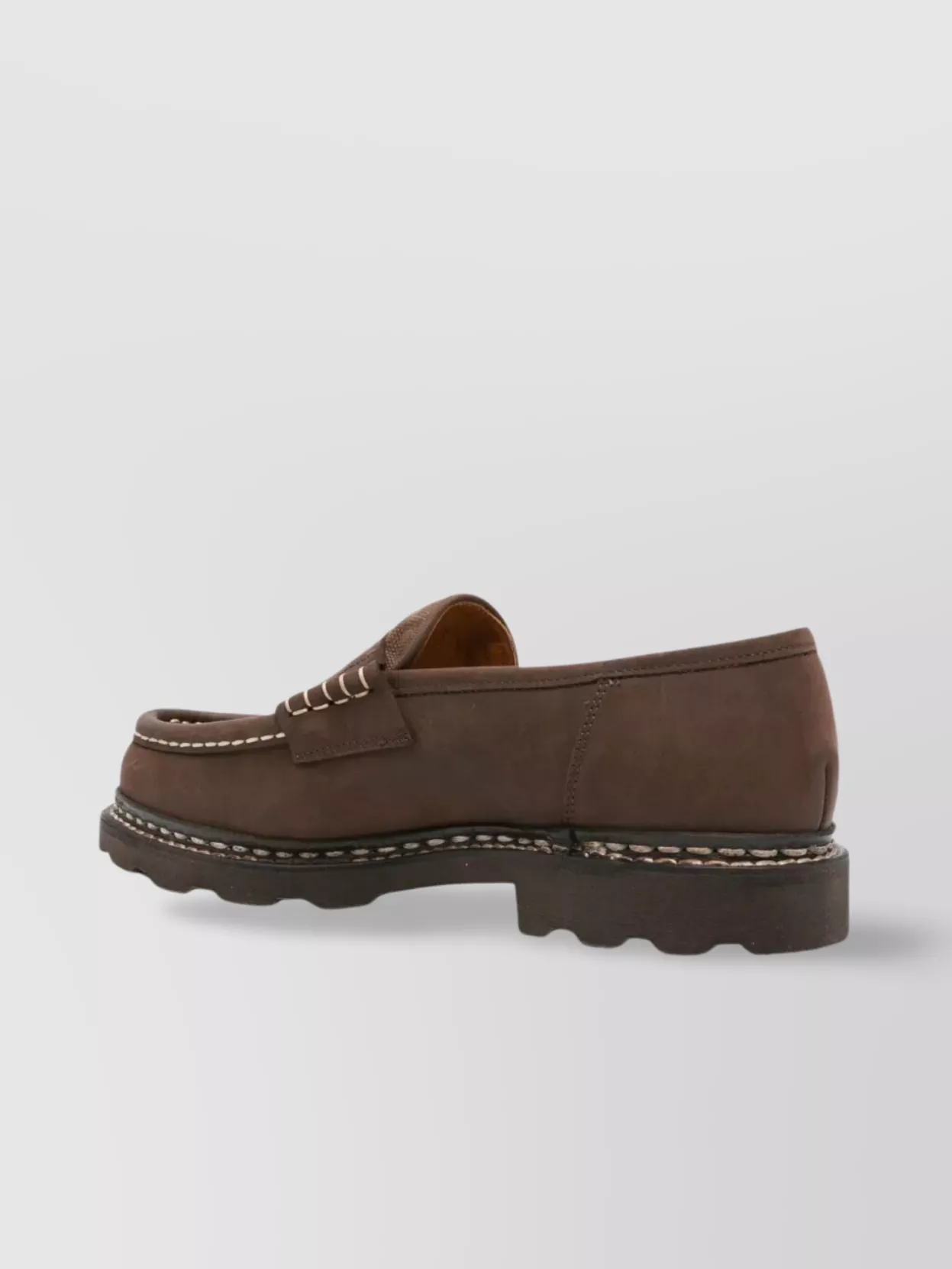 Paraboot Suede Loafers Canvas Inserts Round Toe
