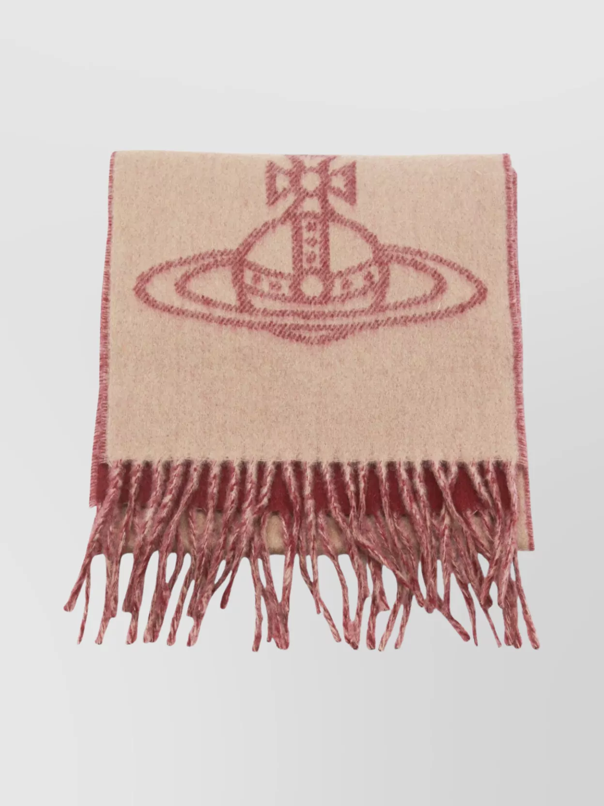 Vivienne Westwood Reversible Scarf Fringed Edges In Brown