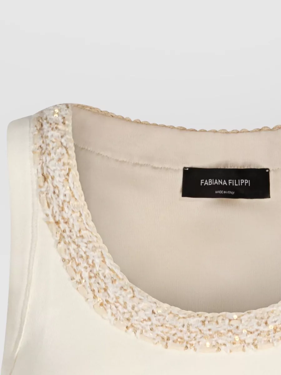 Fabiana Filippi Sleeveless Top Embellished Neckline Detail