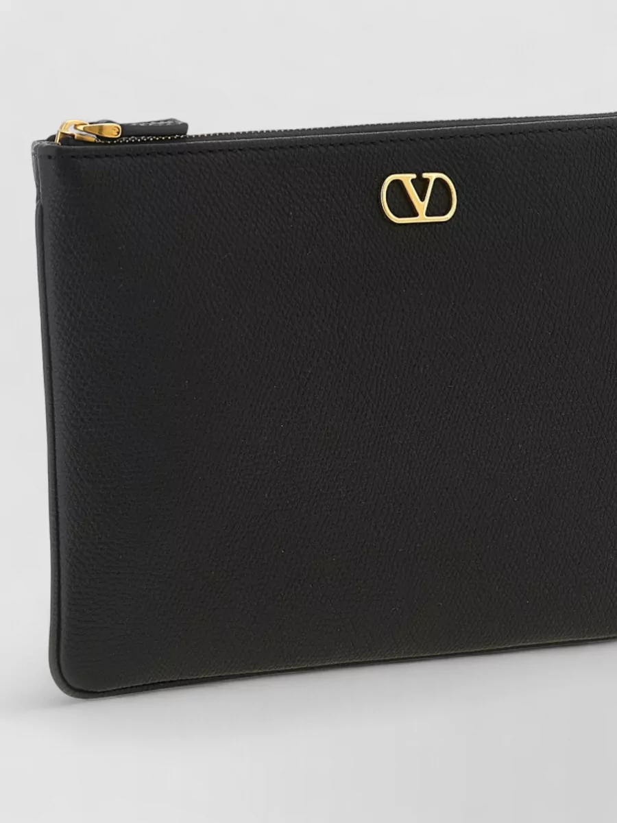 Valentino Garavani Vlogo Medium Clutch Bag Textured Finish