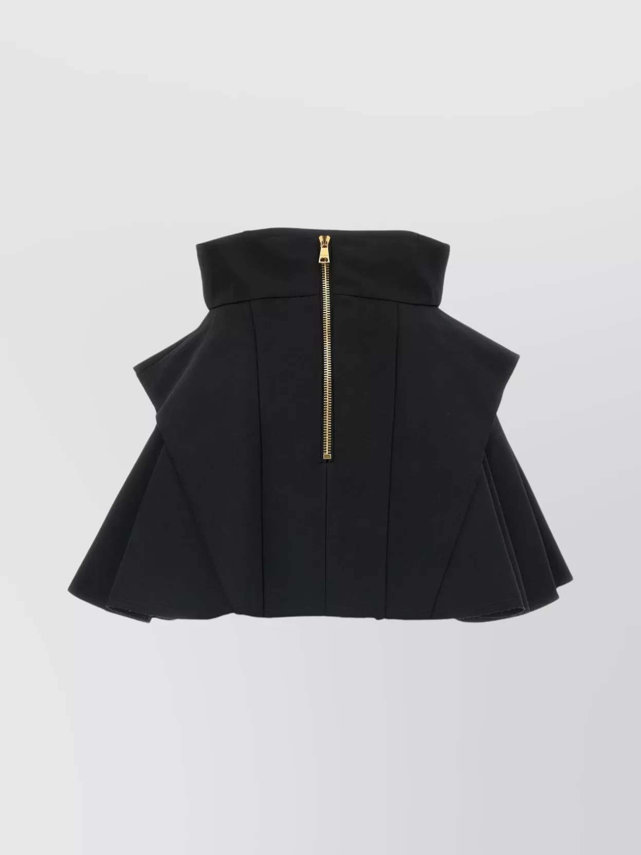 Balmain Button-embellished Pleated Grain De Poudre Wool Mini Skirt In Black