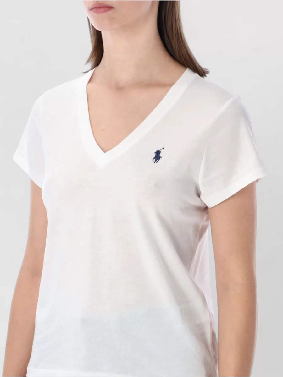 Polo Ralph Lauren Knit Top Short Sleeves V Neck Design