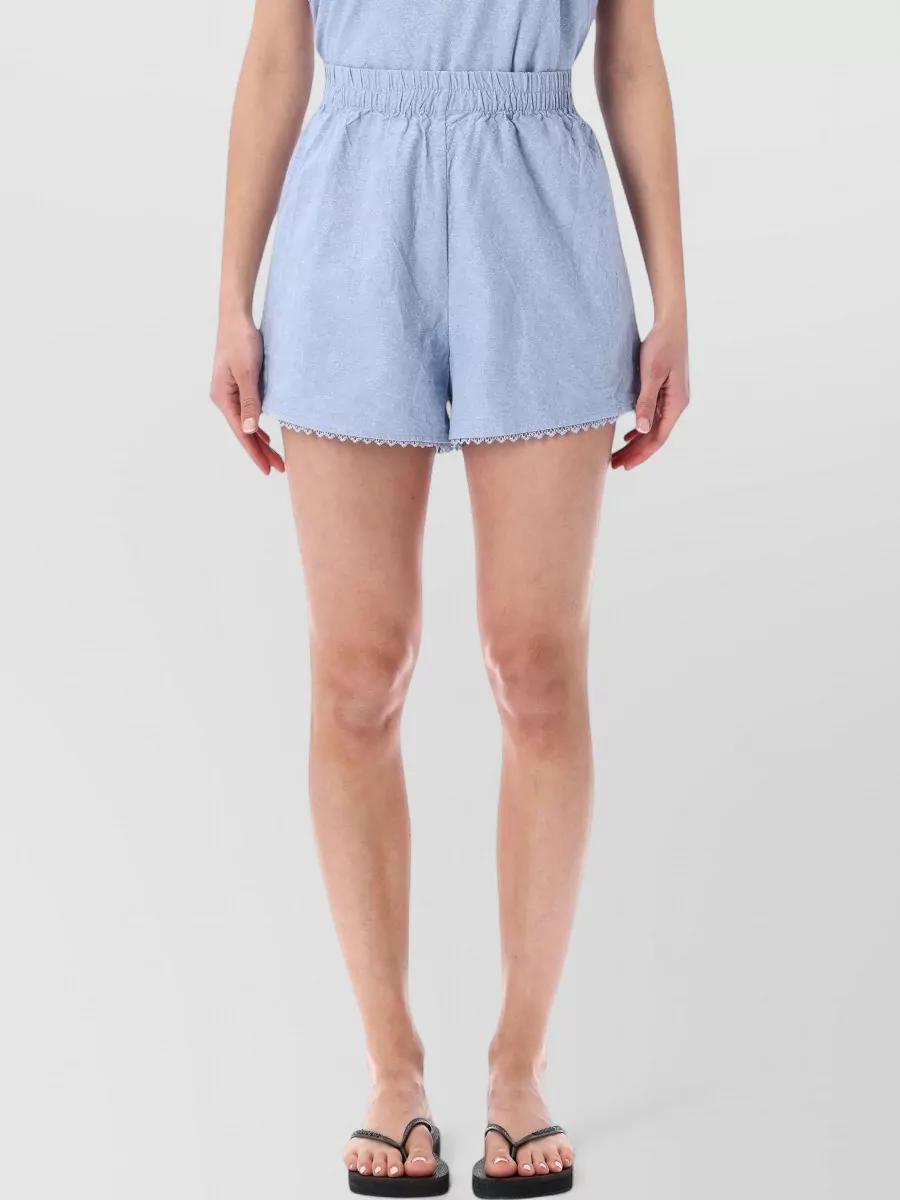 American Vintage cotton high-rise lace-trim lounge shorts