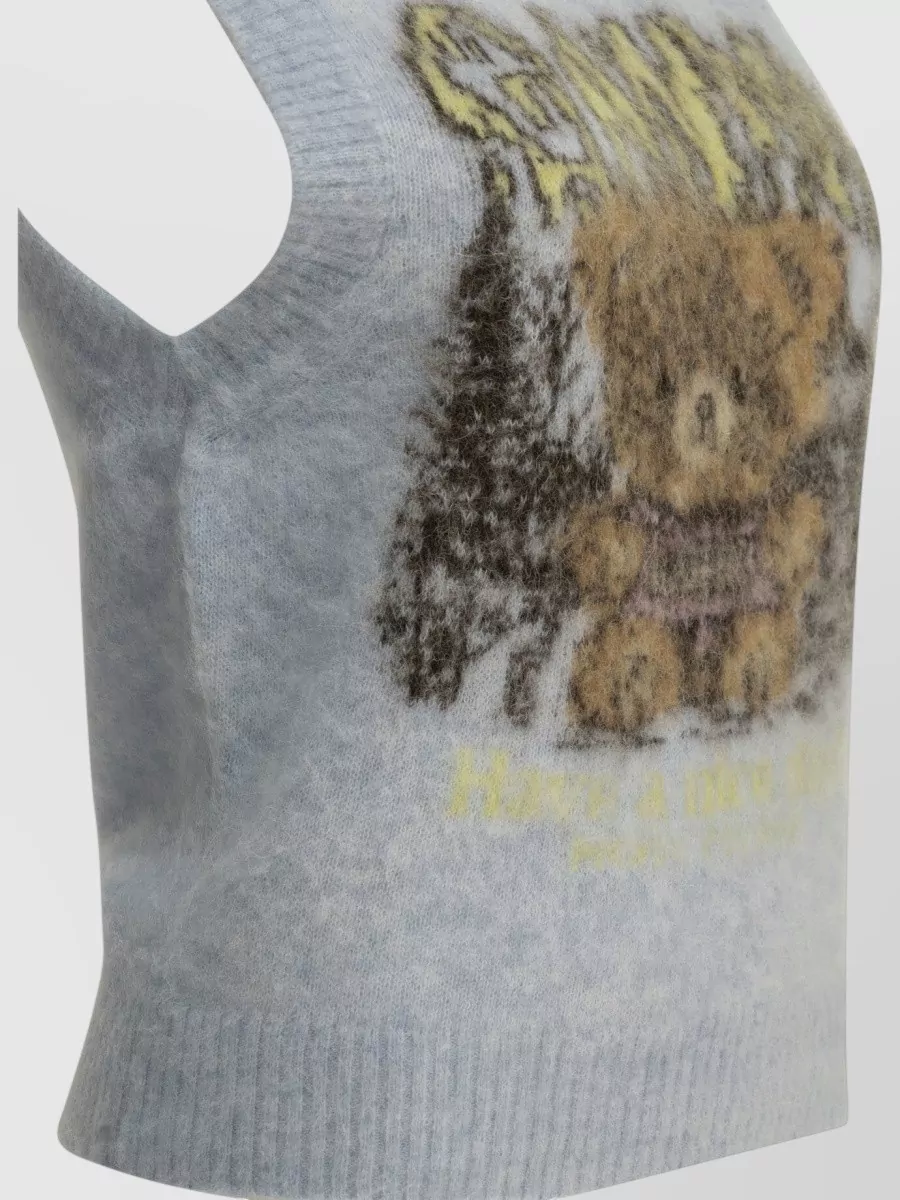 Ganni Alpaca Blend Sleeveless Crew Neck Vest