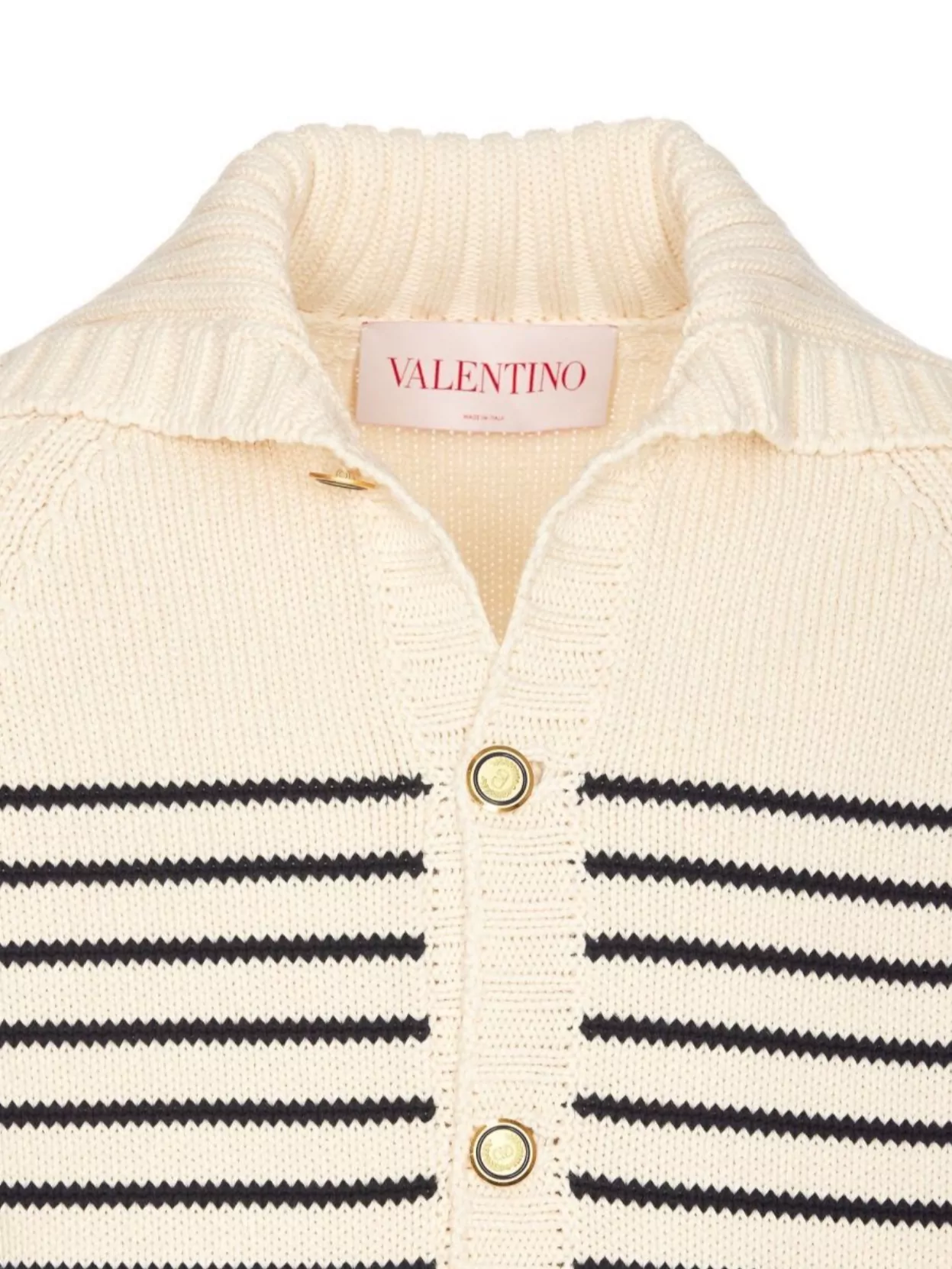 Valentino Striped Shawl Collar Cardigan Pockets
