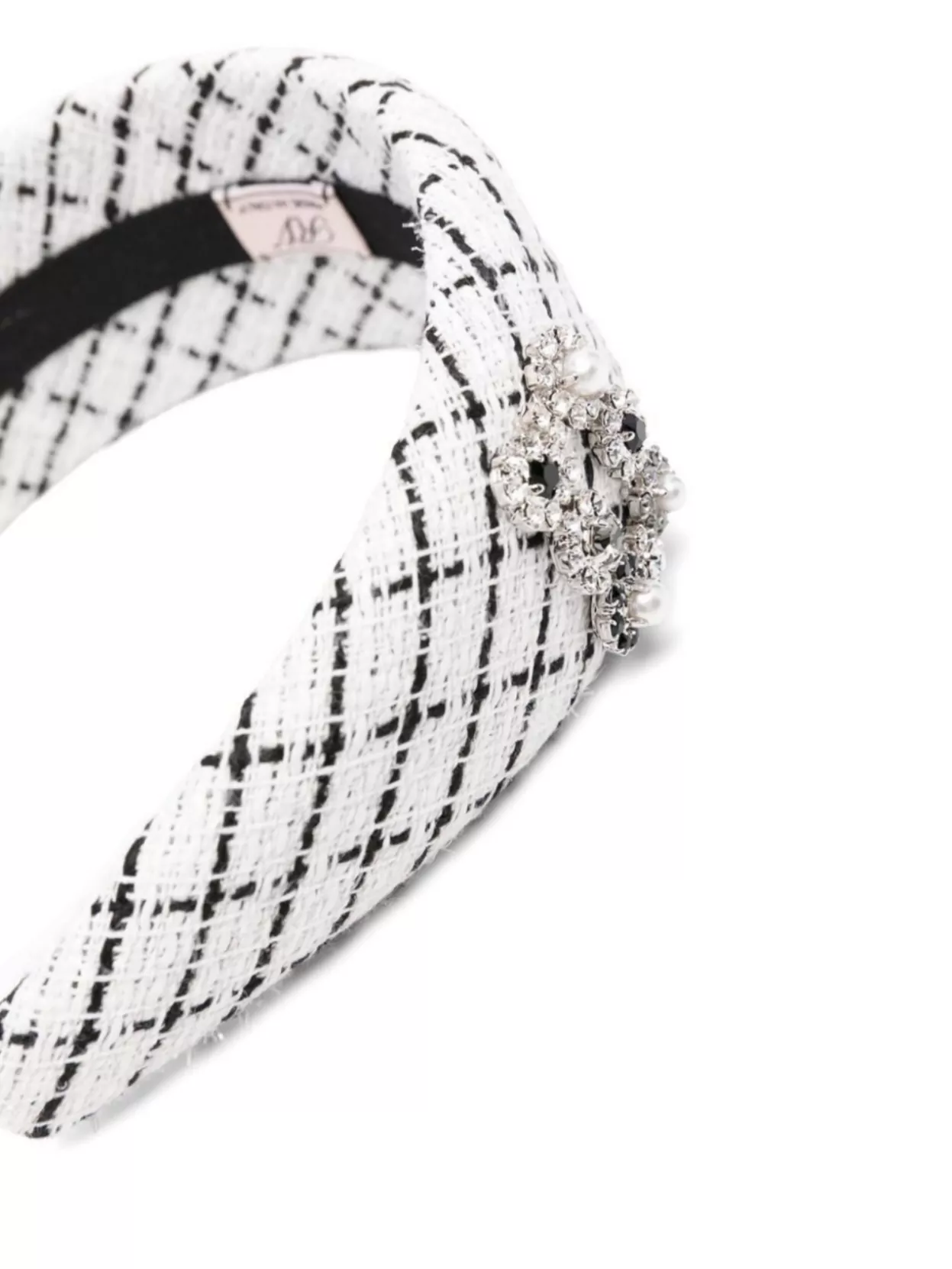 Roger Vivier Checkered Crystal Buckle Embellished Wide Headband