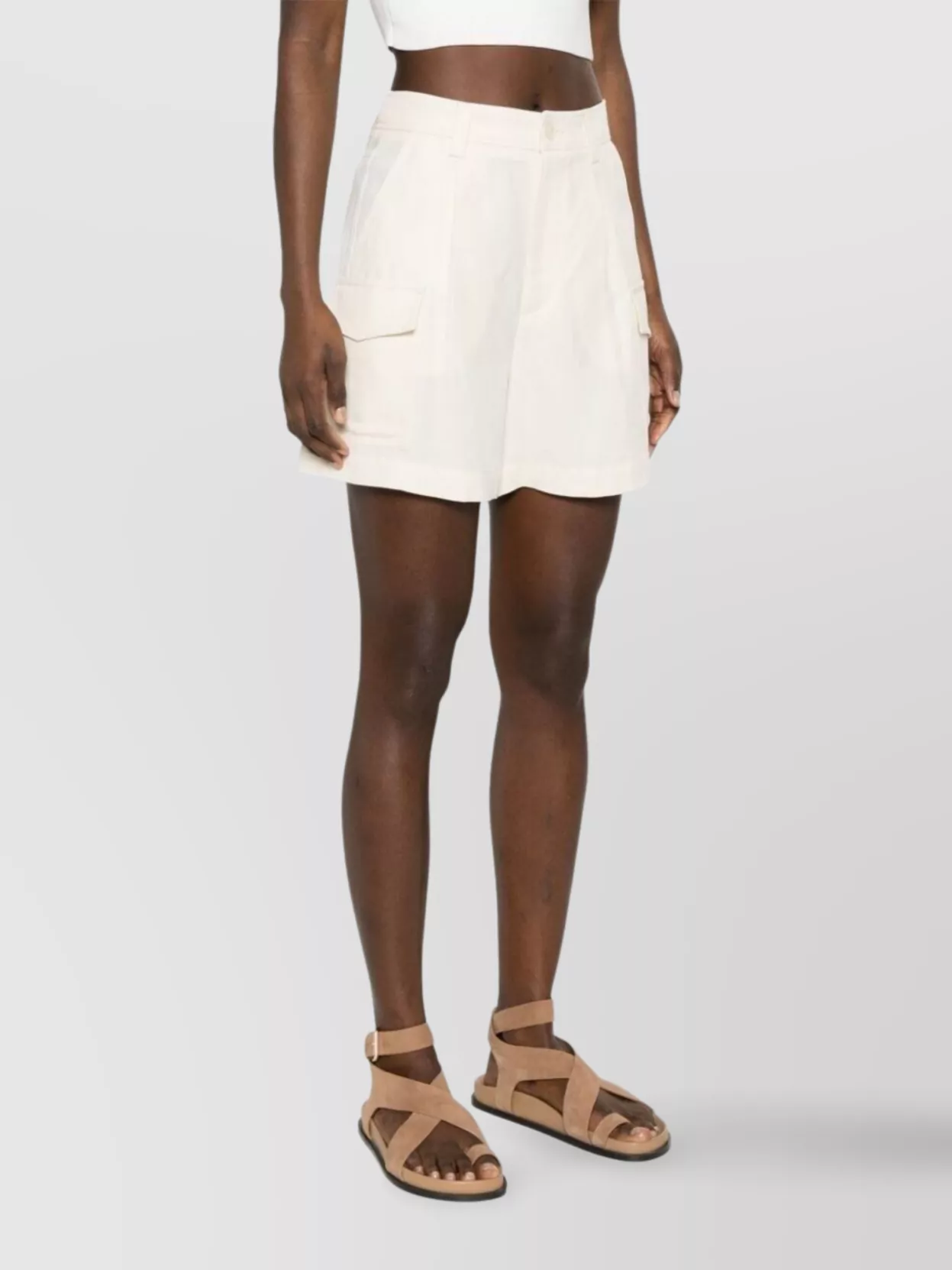 Woolrich High Waist Shorts With Pockets And Loops