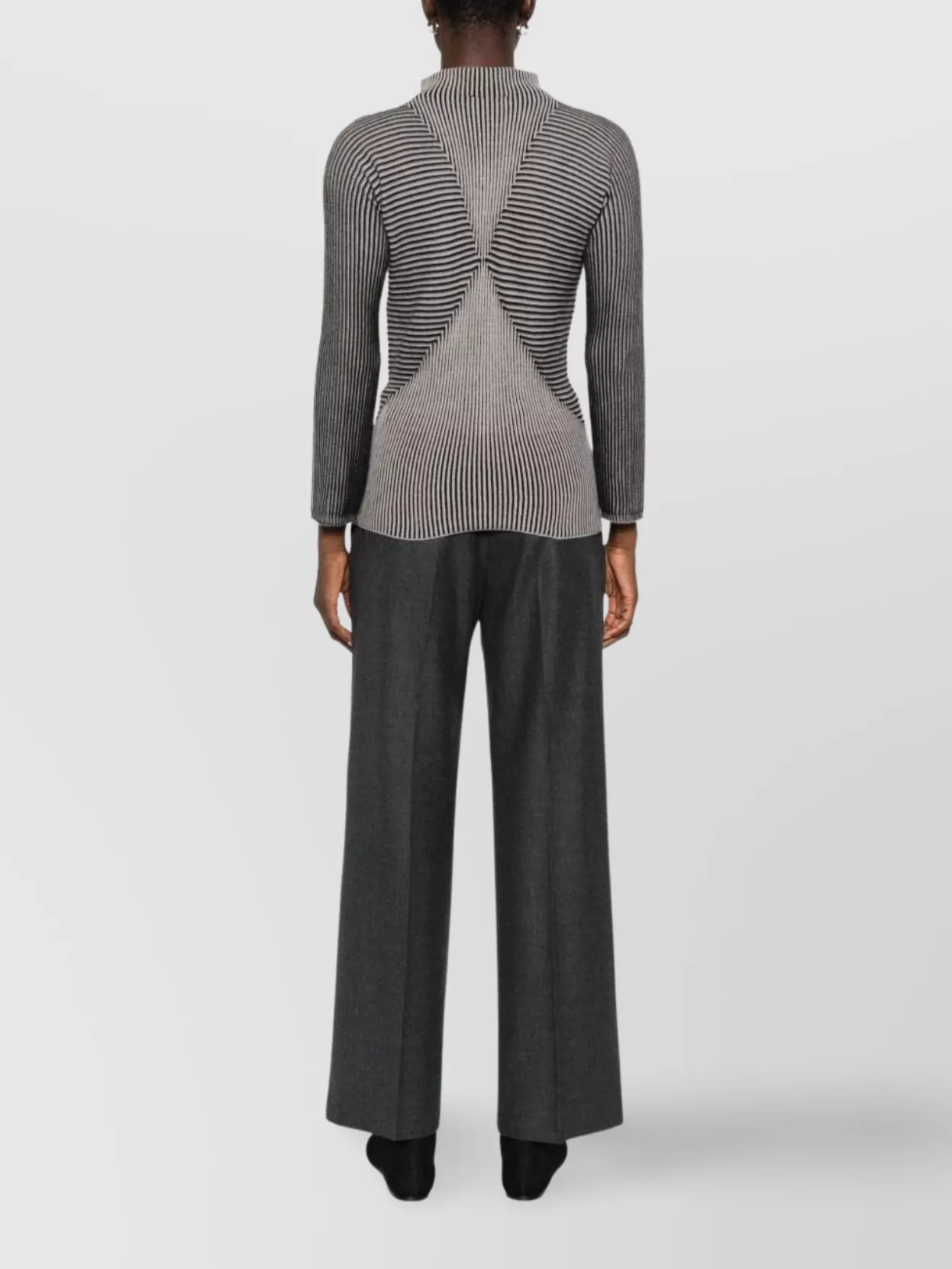 Emporio Armani Long Sleeve Striped Mock Neck Top