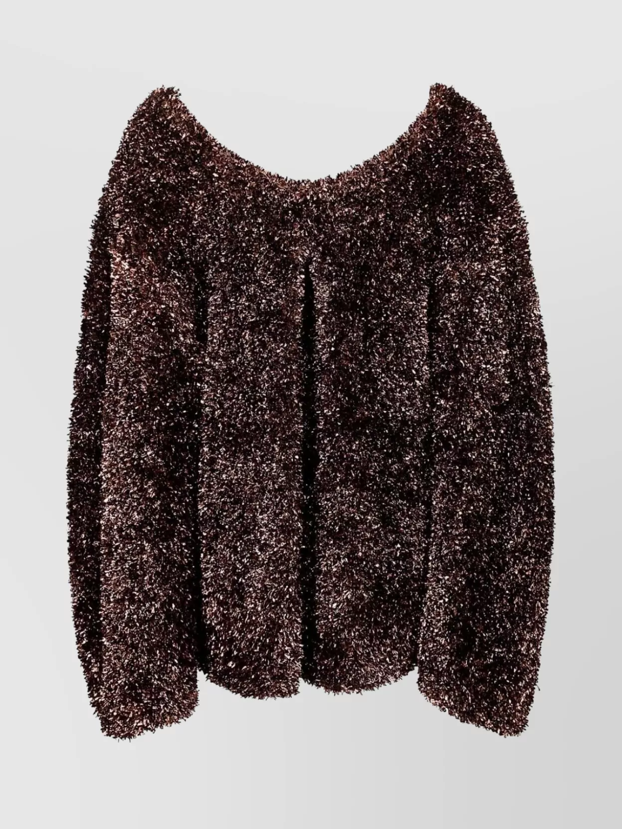 Dries Van Noten 03290 Tess Long Sleeve Metallic Knit Sweater In Brown