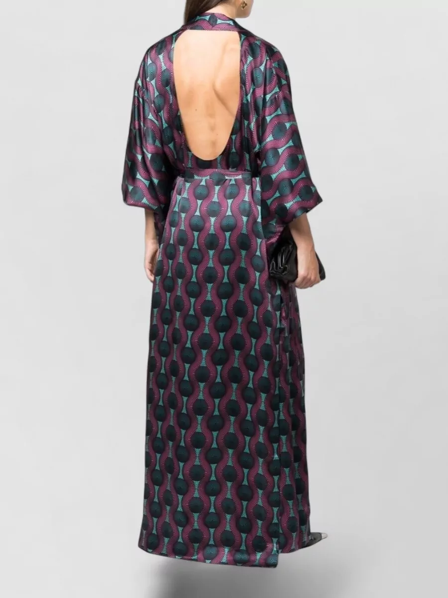Ozwald Boateng Silk Geometric-Print Belted Long Kimono Jacket
