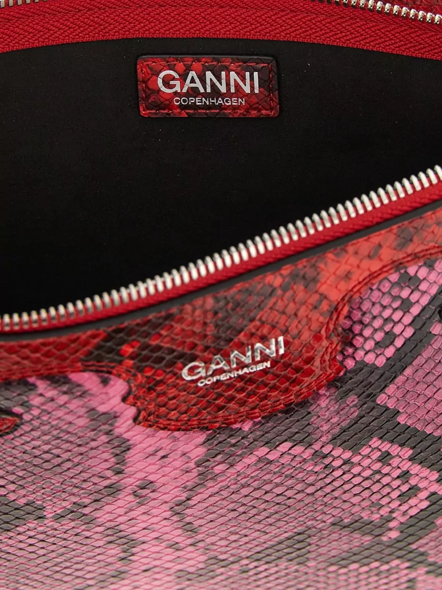 Ganni Na Na Snake-Print Clutch Bag