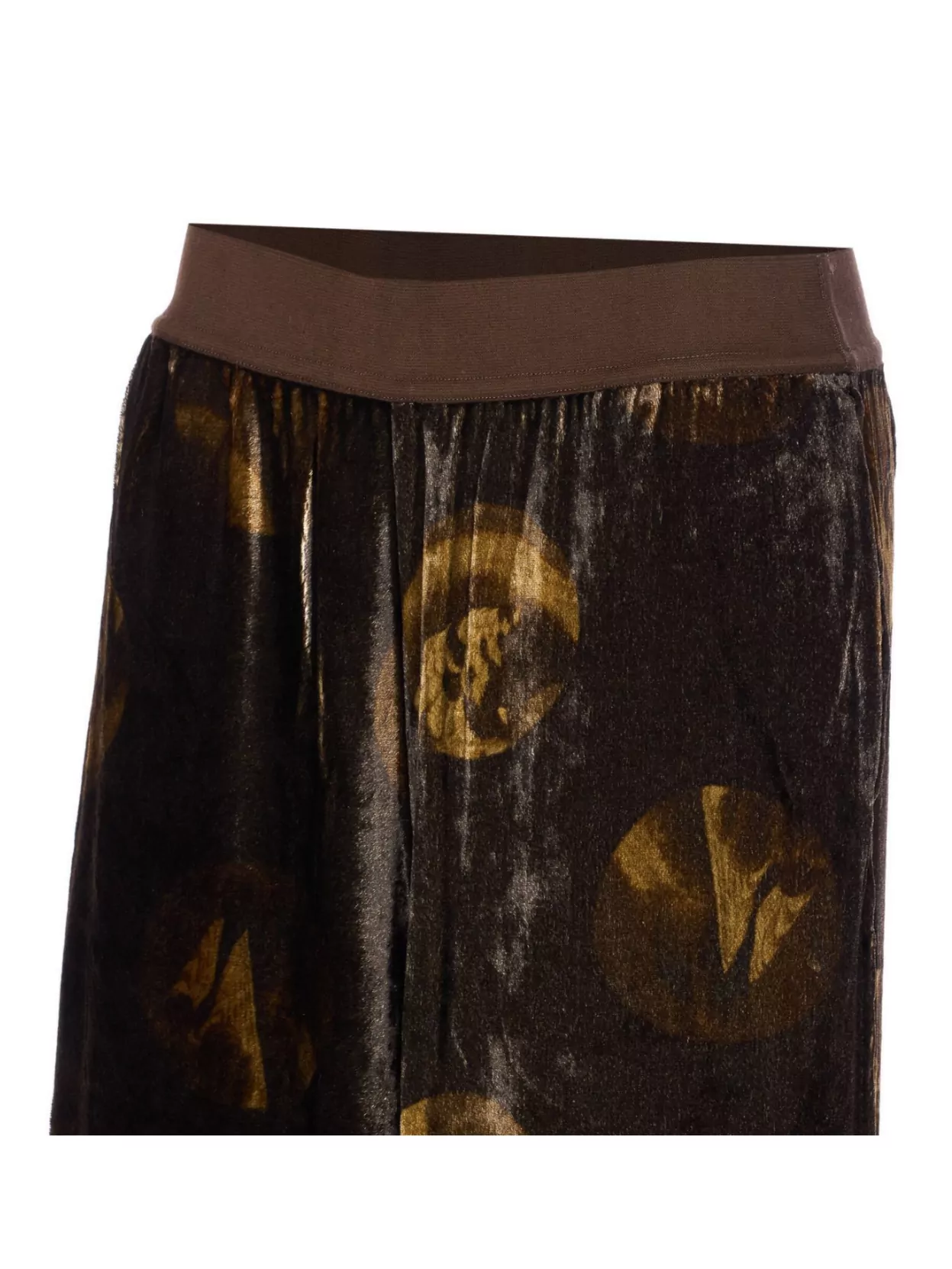 Uma Wang Wide Leg Velvet Trousers With Abstract Print In Brown