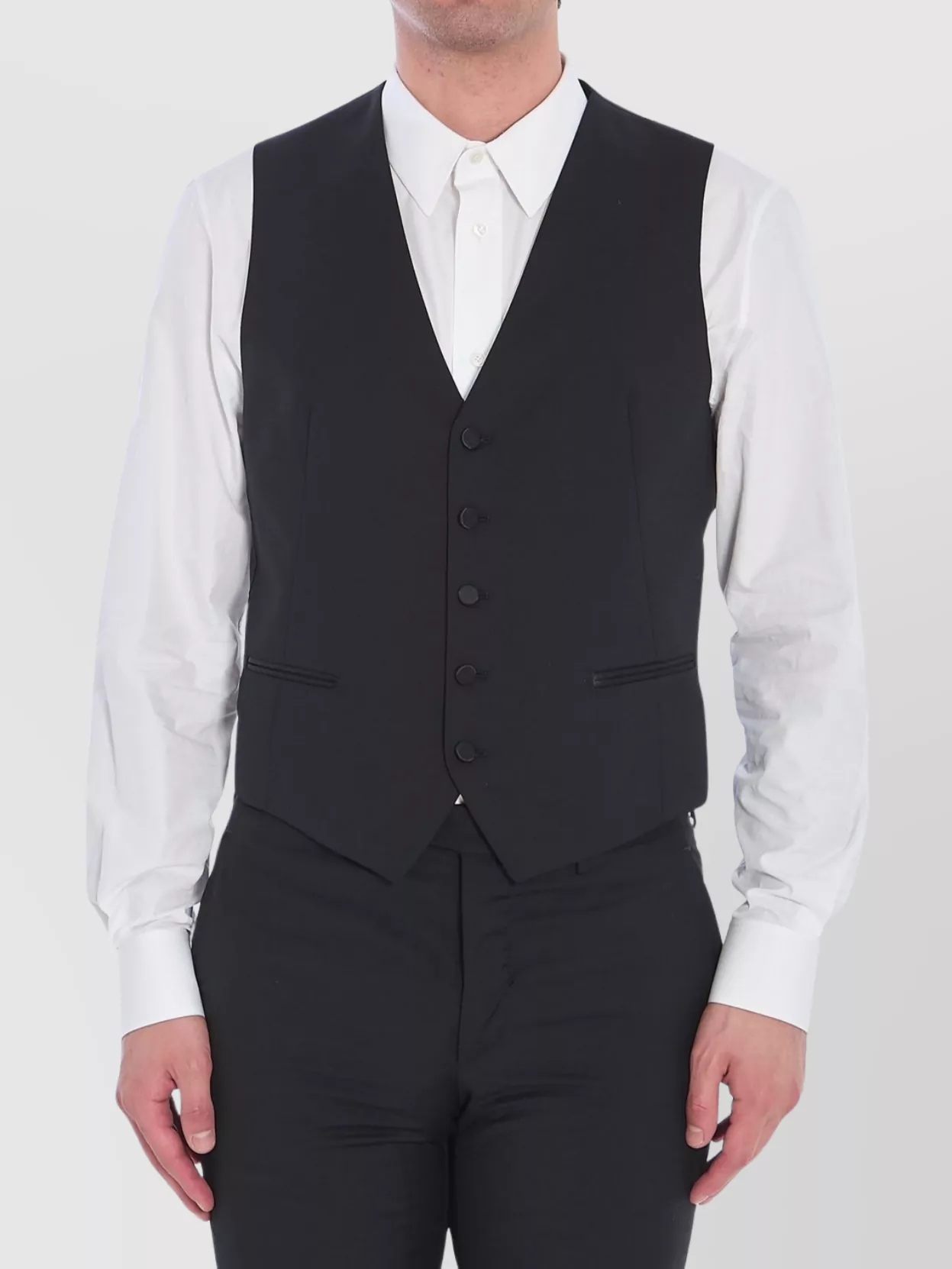 Tagliatore Wool Vest With Adjustable Buckle Strap In Black
