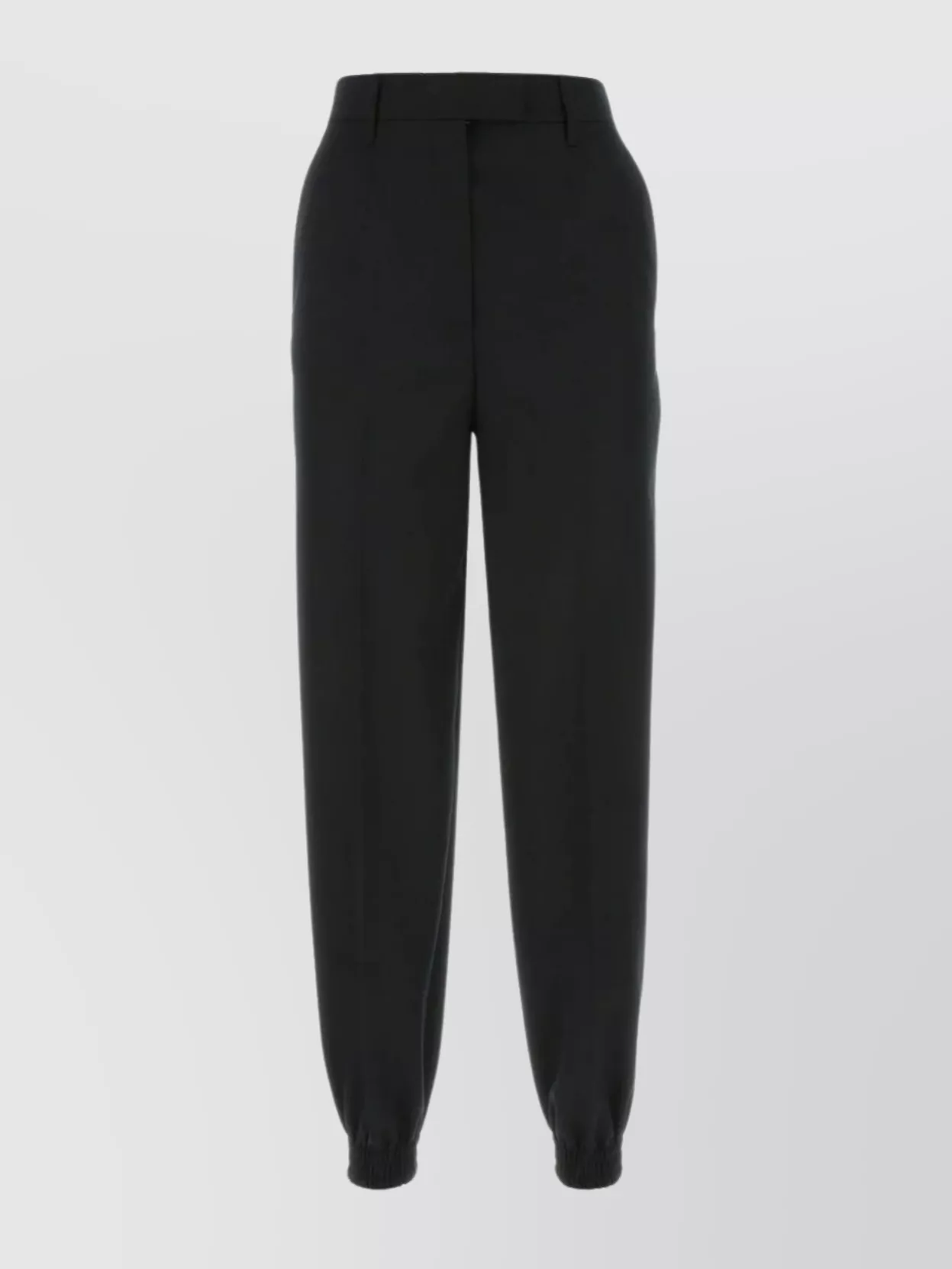 Shop Prada Wool Joggers With Belt Loops And Button Detail