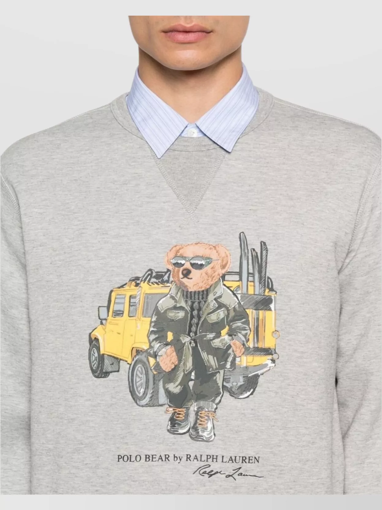 Ralph Lauren Crew Neck Cotton Blend Sweatshirt With Mélange Effect