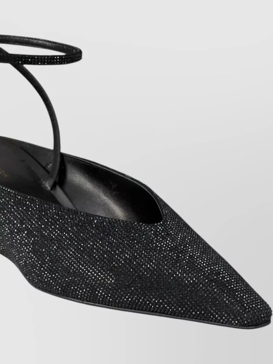 Tory Burch Glitter Pointed Toe Wedge Sandals In Black