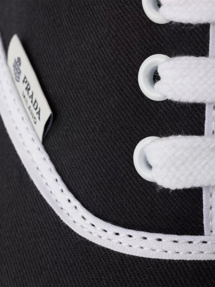 Prada Lace Up Sneakers Contrast Trim Rubber Sole