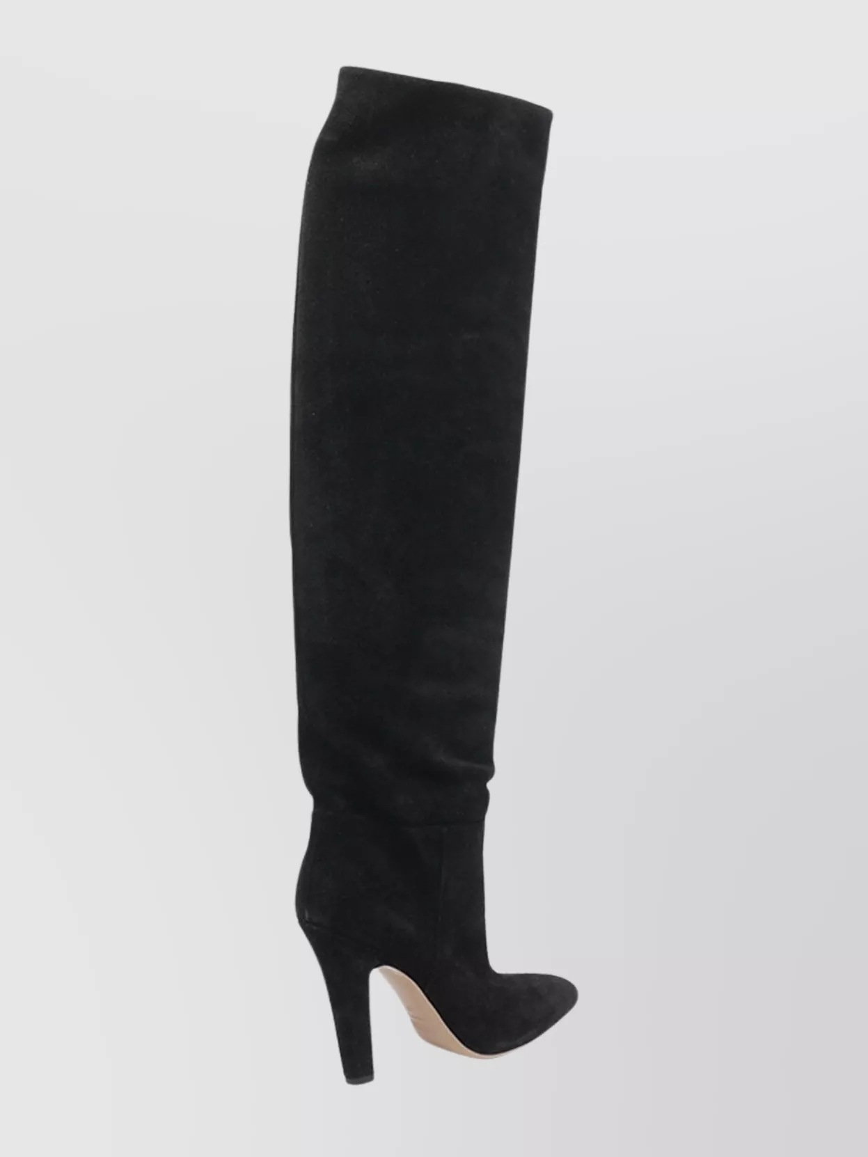 Paris Texas Suede Over The Knee Pointed Toe Boots In Black