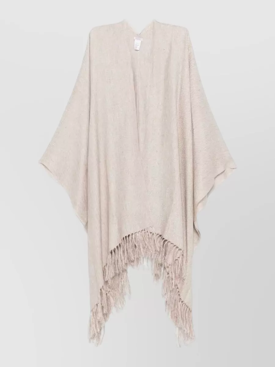 Brunello Cucinelli linen fringed poncho