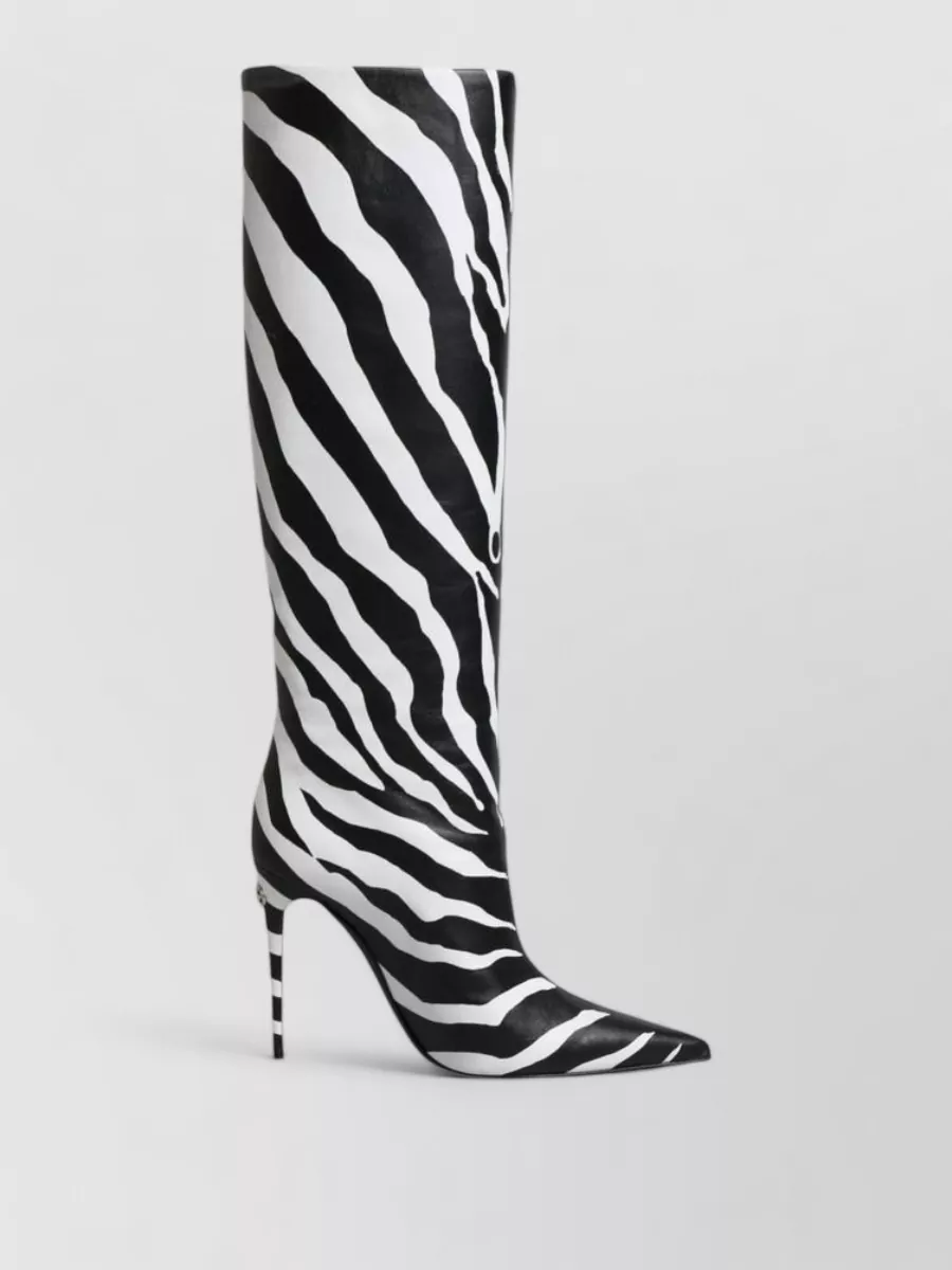 Dolce&Gabbana Leather Zebra-Print Knee-High Boots