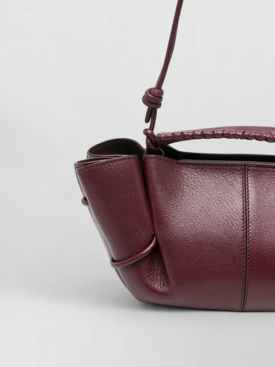 Hereu Leather Braided Handle Clutch Bag