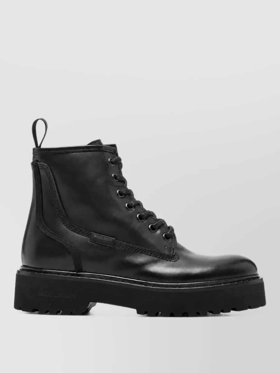 Woolrich Leather Lace-Up Biker Boots