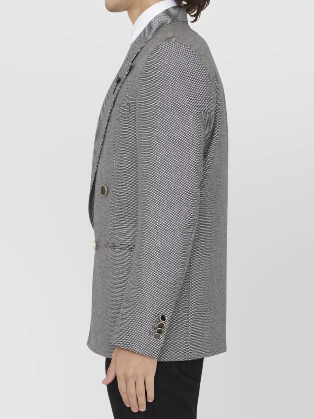 Lardini Double-breasted Wool Jacket Peaked Lapels In Gray
