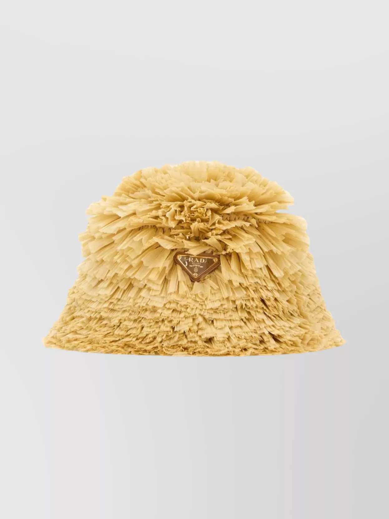Prada Textured Raffia Bucket Hat Accessory In Yellow