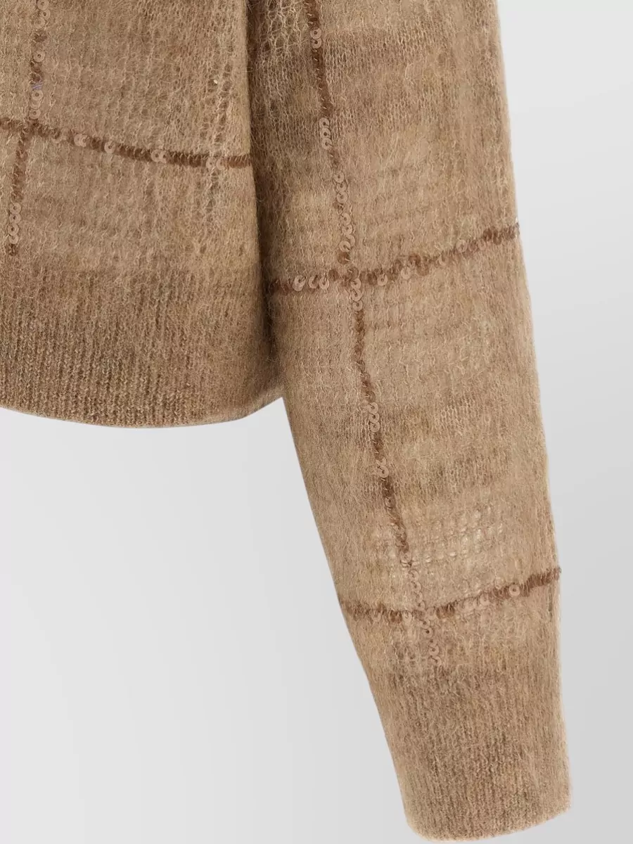 Brunello Cucinelli Sequin Check Cropped Knitted Top