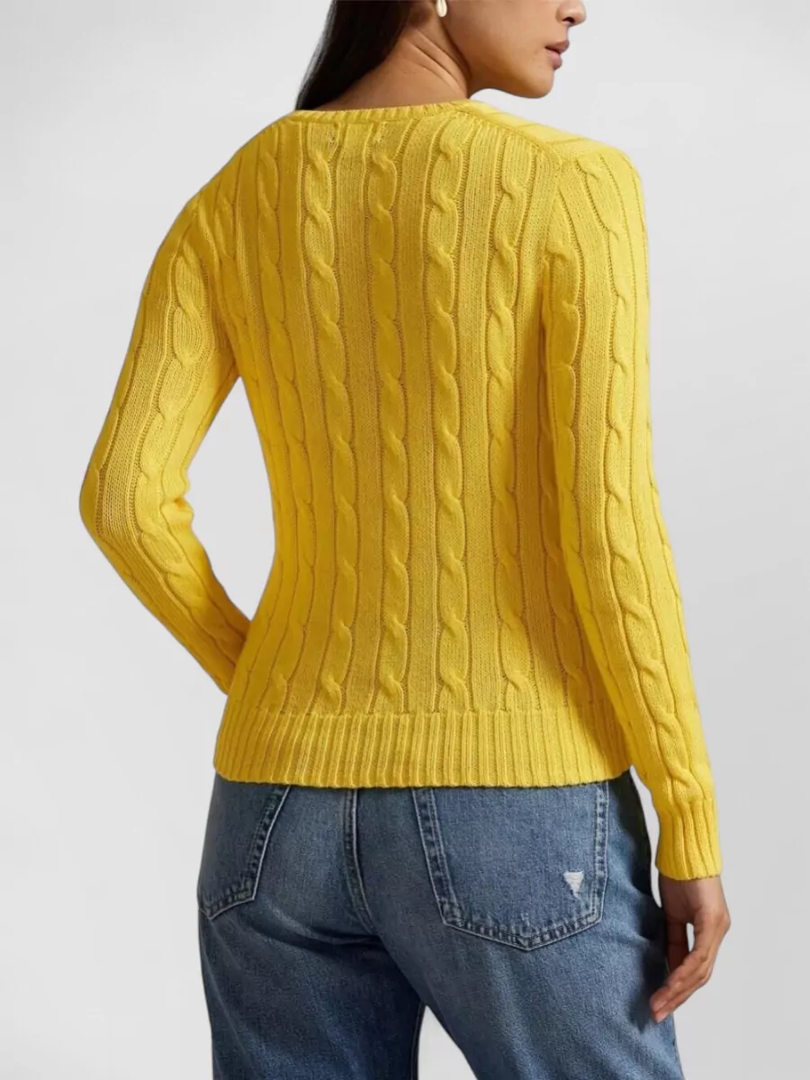 Polo Ralph Lauren Cable Knit Slim Fit Cotton Crewneck Sweater