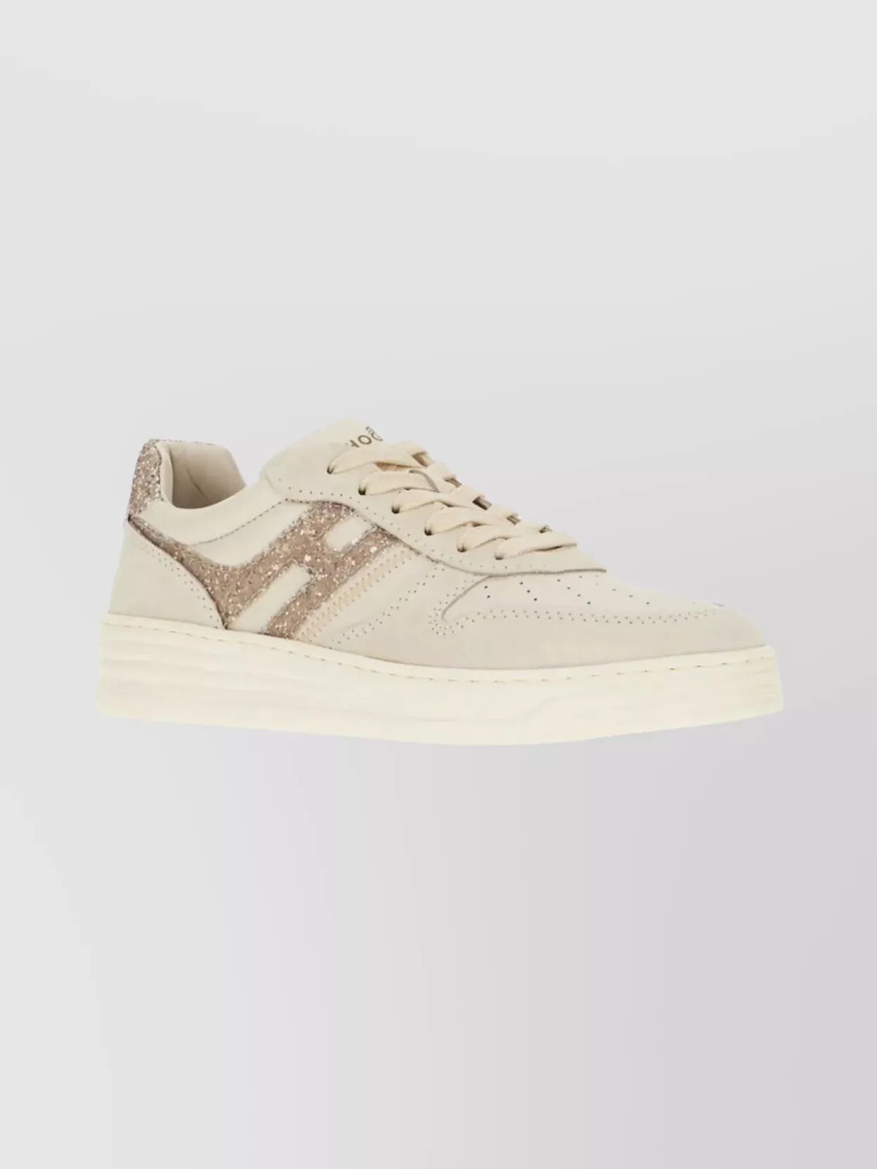 Hogan Sneakers With Glitter And Perforated Accents In White