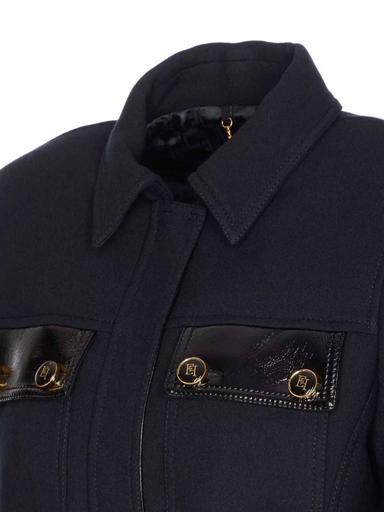 Elisabetta Franchi Belted Jacket Logo Buttons