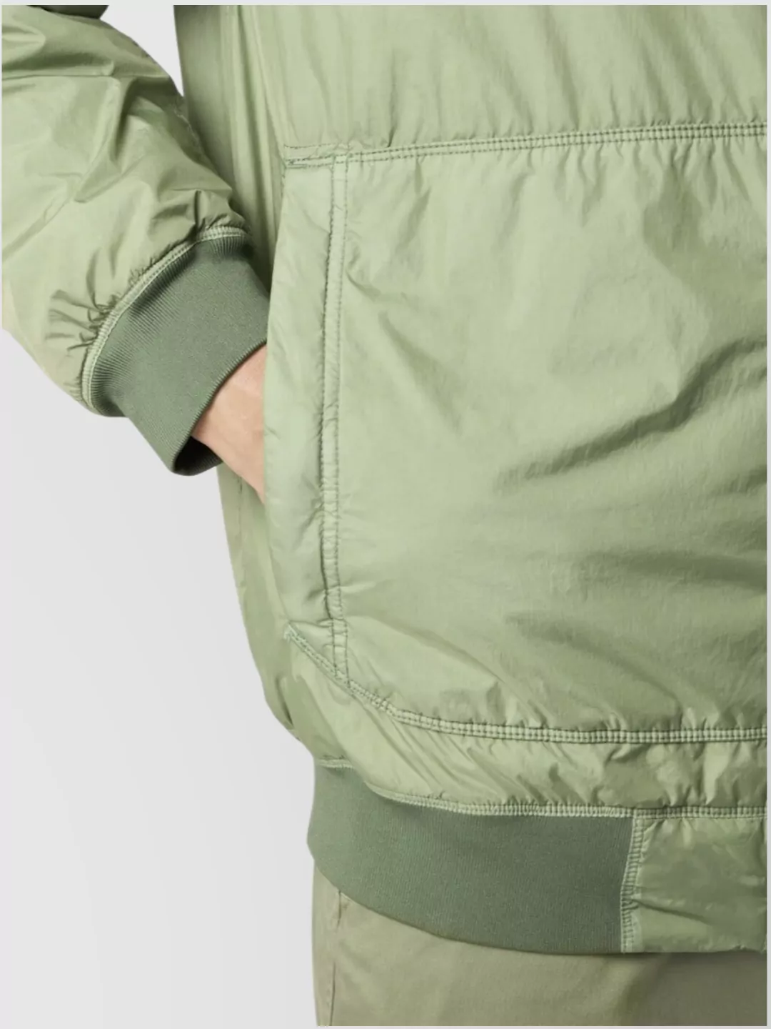 Stone Island Down Jacket Hood Ribbed Hems In Green