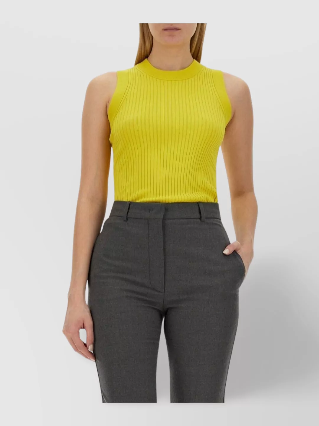 Sportmax Fitted Sleeveless Ribbed Crew Neck Top
