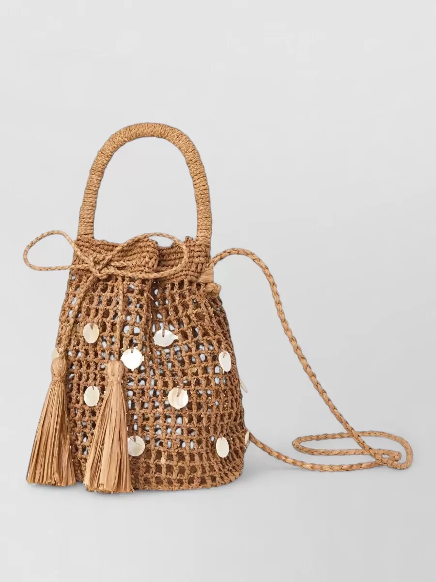 Alanui Precious Moments Raffia Bucket Bag Shells