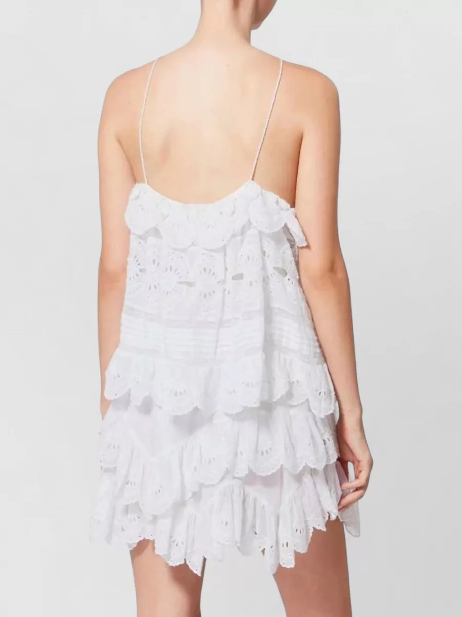 Isabel Marant Etoile Cotton Embroidered Ruffled Mini Dress