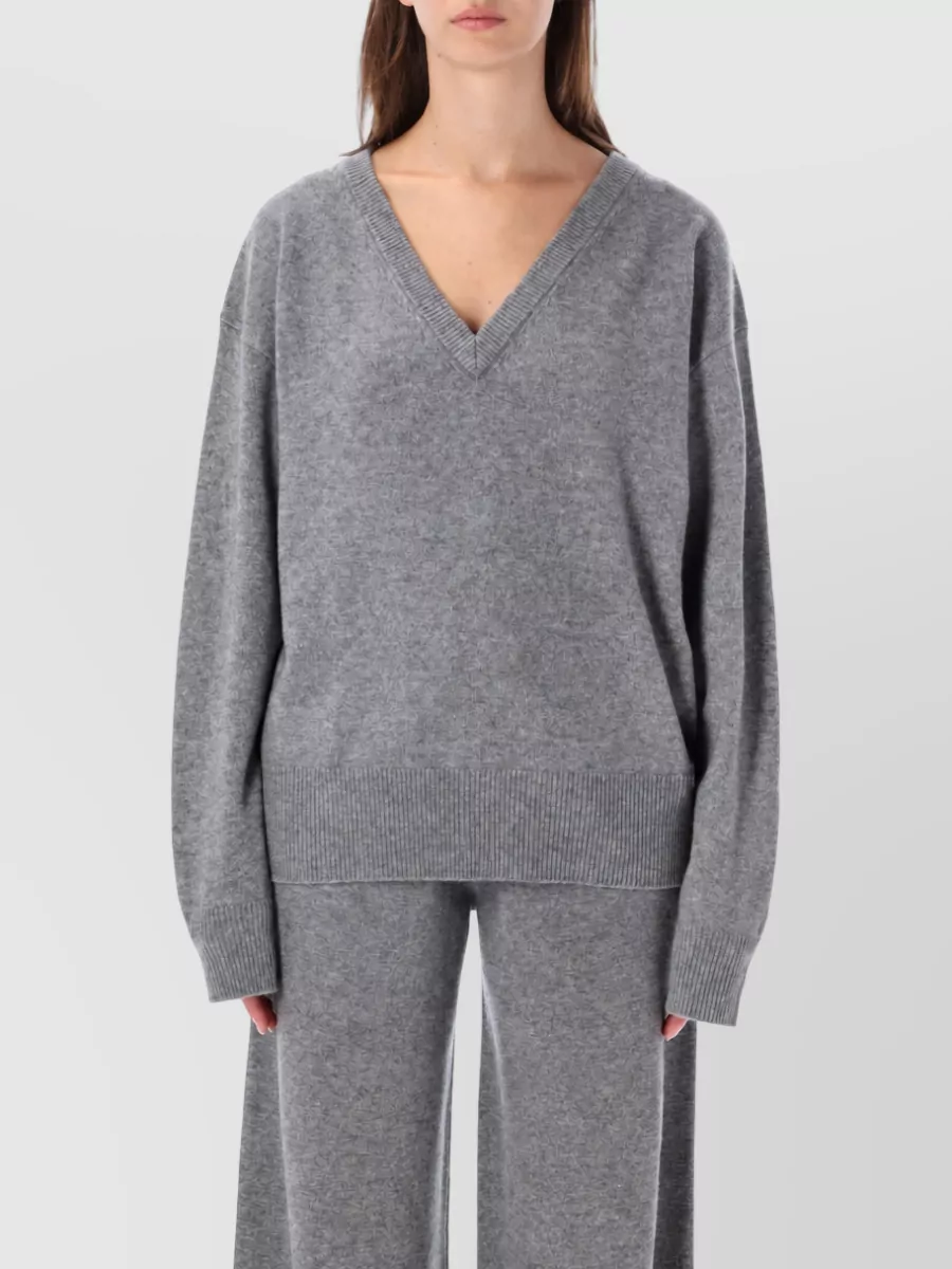 Rhea Costa cashmere wool v-neck loungewear top